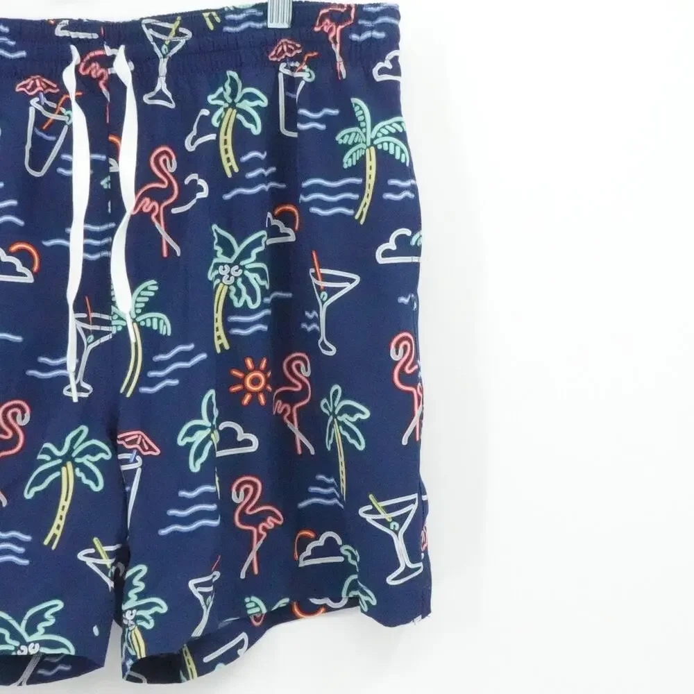 Chubbies Swim Trunks Shorts Mens 2XL Flamingo Palm Tree Neon‎ Print 5.5 Inseam